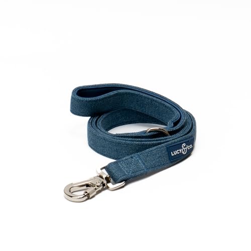 Lucy & Co. Designer-Hundeleine für kleine, mittelgroße oder große Hunde oder Welpen, Haustierzubehör und Zubehör, Größe L, Blau, Denim von Lucy & Co.
