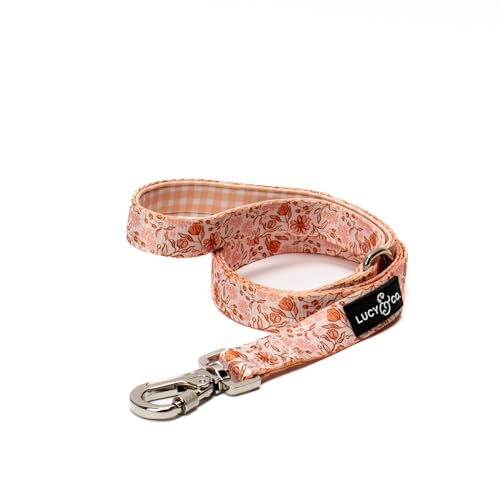 Lucy & Co. Designer-Hundeleine für kleine, mittelgroße oder große Hunde oder Welpen, Haustierzubehör und Zubehör, klein, pfirsichrosa Blumenmuster von Lucy & Co.