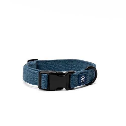 Lucy & Co. Hundehalsband – strapazierfähiges, leichtes Designer-Halsband für Haustiere – verstellbare Metall-Sicherheitsschnalle – Blue Denim – Größe M von Lucy & Co.