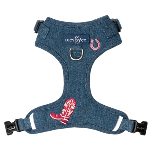 Lucy & Co. The Bolt of Lightning Hundegeschirr für Hunde, kein Ziehen, bequemes Leine, Trainingsprodukt mit verstellbaren Brust- und Nackengurten, Blau Demin Cowgirl, Größe XS von Lucy & Co.