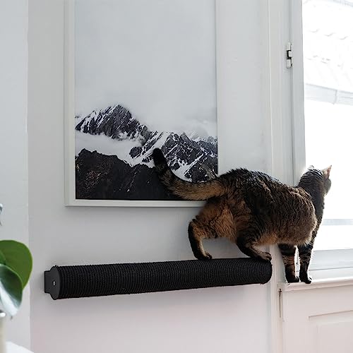 LucyBalu® Catwalk XL Kratzstamm für die Wand | Kratzbaum zur Wandmontage | Katzen Kletterwand Kratzmöbel | Kratzsäule aus Sisal | Wand Naturkratzbaum | Sisalstamm | XL Anthrazit von LucyBalu