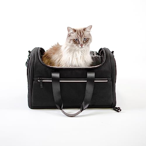 LucyBalu® Designer Katzentransporttasche | Tragetasche für Katzen mit Fenster | Katzentasche zum Katzen Transport | Katzen Tragetasche | Tasche Katzen | Tiertransporttasche | Katzentrage | Anthrazit von LucyBalu