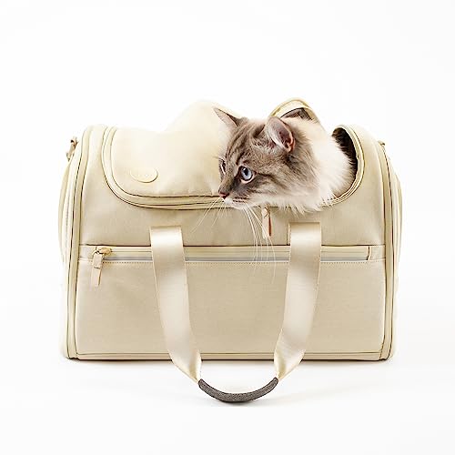 LucyBalu® Designer Katzentransporttasche | Tragetasche für Katzen mit Fenster | Katzentasche zum Katzen Transport | Katzen Tragetasche | Tasche für Katzen | Tiertransporttasche | Katzentrage | Sand von LucyBalu