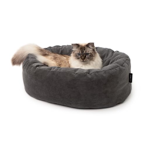 LucyBalu® Dinghy Katzenbett waschbar für kleine & große Katzen | Katzen Schlafplatz | Katzenkissen | Katzensofa | Katzen Kuschelbett | Katzen Bettchen | Katzen Couch | Katzen Liegeplatz | Anthrazit von LucyBalu