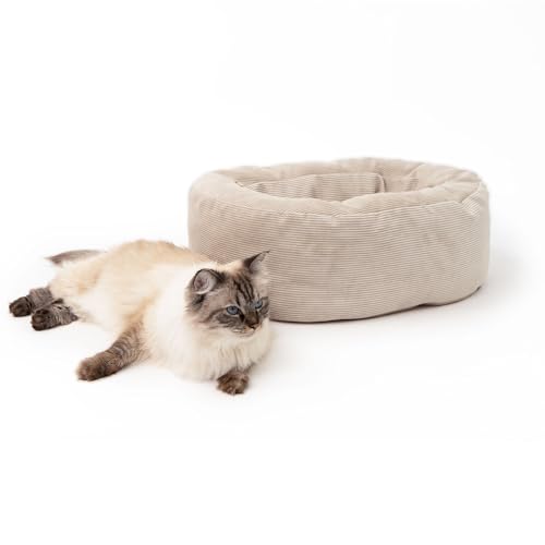 LucyBalu® Dinghy Katzenbett waschbar für kleine & große Katzen | Katzen Schlafplatz | Katzenkissen | Katzensofa | Katzen Kuschelbett | Katzen Bettchen | Katzen Couch | Katzen Liegeplatz | Sand von LucyBalu