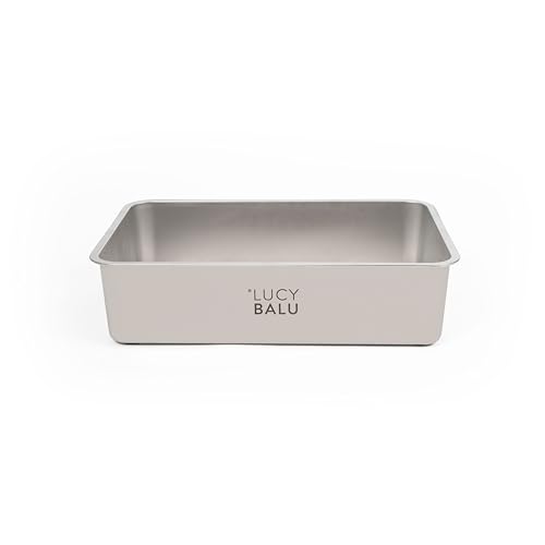 LucyBalu® Edelstahl Katzenklo geruchsfrei | große Katzentoilette aus Edelstahl | offenes Katzenklo für den Einstieg von Oben | hop-in Katzen Klo ohne Deckel | Katzen WC | Sand von LucyBalu