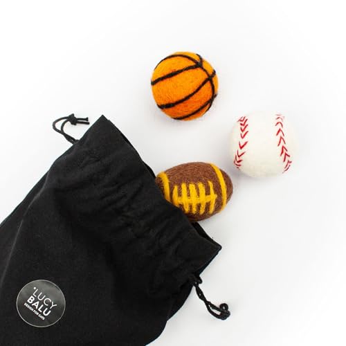 LucyBalu® Filzbälle für Katzen I Katzenspielzeug Ballsportarten I Sport Katzenbälle aus Filz | Natürliche Katzen Spielsachen aus 100% Wolle I Sport Spielbälle für Katzen | 3 Stück | American Sports von LucyBalu