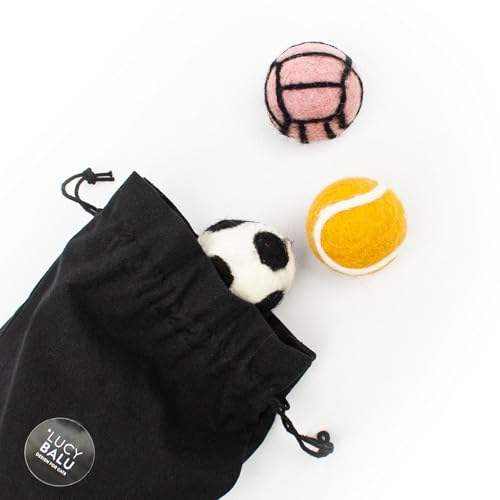 LucyBalu® Filzbälle für Katzen I Katzenspielzeug Ballsportarten I Sport Katzenbälle aus Filz | Natürliche Katzen Spielsachen aus 100% Wolle I Sport Spielbälle für Katzen | 3 Stück | European Sports von LucyBalu