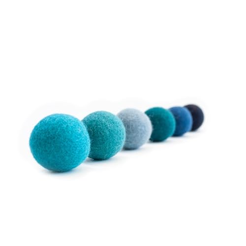 LucyBalu® Filzbälle für Katzen I Katzenspielzeug | Katzenbälle aus Filz | Katzen Spielsachen aus 100% Wolle | Natürliches Spielzeug für Katzen | Spielbälle Katzen Fair aus Nepal | 6 Stück | Blau von LucyBalu