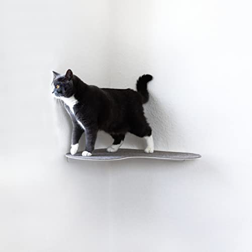 LucyBalu® Loggia Katzen Wandliege mit Filzauflage für Ecken | Katzenliege für Wandecke | Katzen Wand Liegeplatz | Katzenmöbel für Katzen Kletterwand | Katzenregal | Katzenbett für Wandecke | Weiß von LucyBalu