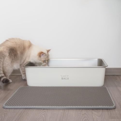 LucyBalu® LOOMAT Auffangmatte für Katzenstreu | Rutschfester Katzenklo Vorleger | Zweilagige Katzenmatte für Katzentoiletten | Katzenstreu Matte | Hygienische Katzenklo Matte | Streumatte | Grau von LucyBalu