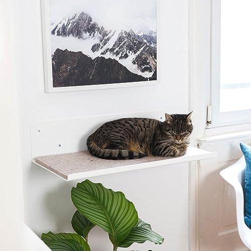LucyBalu® Wandliege für Katzen | Katzenbett für die Wand | Katzen Wand Liegeplatz | Katzen Wandbett | Katzenliege für die Wand | Katzenmöbel für Kletterwand | Katzenregal | Weiß mit Filz-Auflage von LucyBalu