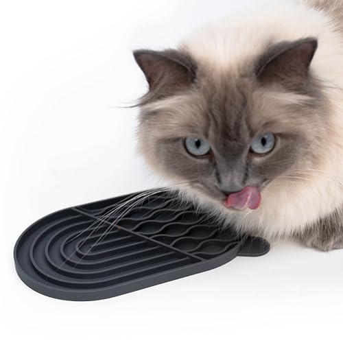 LucyBalu® ZENPAD Schleckmatte für Katzen | Slow Feeder | Leckmatte aus Lebensmittelechtem Silikon | Silikonmatte zum Schlecken | Anthrazit von LucyBalu