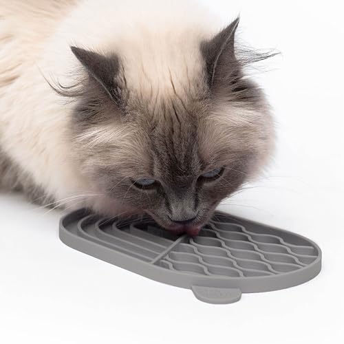 LucyBalu® ZENPAD Schleckmatte für Katzen | Slow Feeder | Leckmatte aus Lebensmittelechtem Silikon | Silikonmatte zum Schlecken | Taupe von LucyBalu