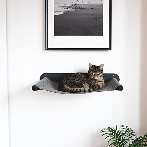 LucyBalu® Katzenhängematte mit natürlichem Filz | Hängematte für Katzen als Katzenbett an der Wand I Katzenliege für Wand mit Metallgestell | Wandliegeplatz Katze | Made in Germany I Anthrazit von LucyBalu