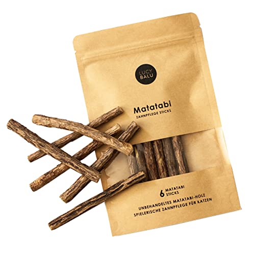 LucyBalu® 6x Matatabi Sticks für Katzen | Katzen Zahnpflege Natur |Kauknochen für Katzen Mundgeruch | Katzen Sticks aus Matatabi Holz | Katzen Zahnbürste | Matatabi Katzenspielzeug Selbstbeschäftigung von LucyBalu