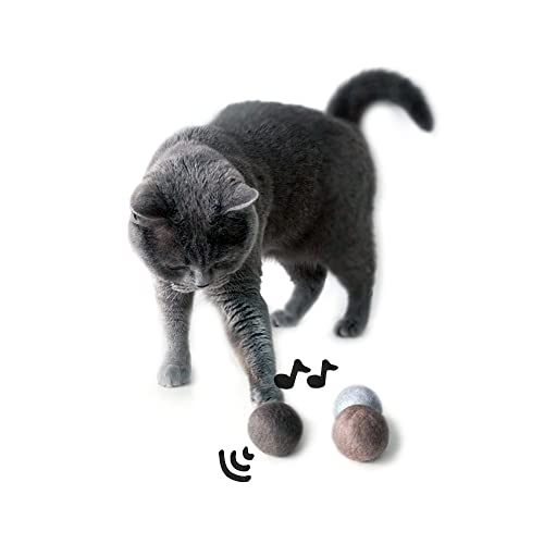 LucyBalu® Filzbälle mit Glöckchen für Katzen | Katzenspielzeug | Katzenbälle aus Filz | Katzen Spielsachen aus Wolle | Natürliches Spielzeug für Katzen | Spielbälle für Katzen mit Glocke | 3 Stück von LucyBalu