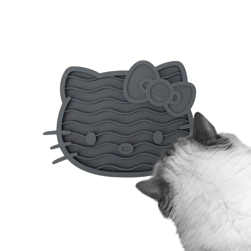LucyBalu X Hello Kitty ZENCAT Schleckmatte für Katzen | Leckmatte | Slow Feeder | Aus Lebensmittelechtem Silikon | Silikonmatte zum Schlecken | Anthrazit von LucyBalu
