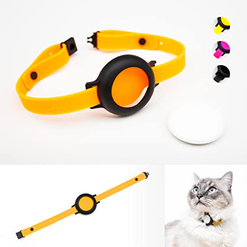 LucyBalu® Katzenhalsband für AirTag | Premium Halsband für AirTag - sicher, leicht, bequem | AirTag Halsband für Katzen | Katzen Tracker | Apple AirTag kompatibel | Silikonband Neon Orange von LucyBalu