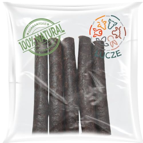 Lucze Kaurollen aus REH für Hunde und Welpen, 100% Wildfleisch, hypoallergene Hundesnacks ohne Zusatzstoffe, leicht verdaulich, knusprig und aromatisch, für kleine und große Hunde, 5 Stück 12 cm von Lucze
