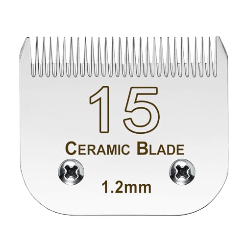 15# Abnehmbare Haustier-Schermaschine Ersatzklingen, kompatibel mit A*dis Pet Clipper/Oster A5/W*AHL KM Series Hundeschermaschine, abnehmbare Keramikklinge, 1,2 mm Schnittlänge von Ludshn