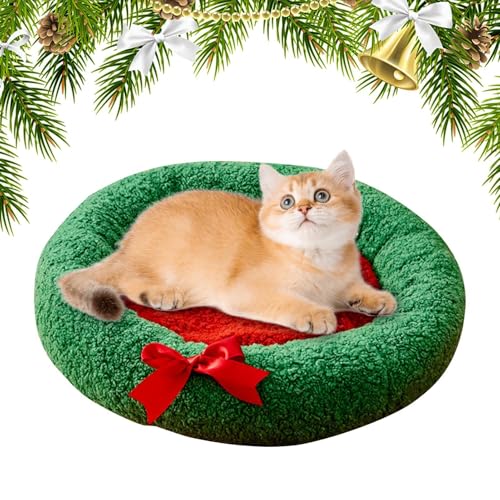 Lueear Katzenkissen | Weihnachts-Hundebett Kätzchenhaus Kissen | Bequeme Katzen-Schlafmatte, weiches rundes Haustierkissen für Katzen oder kleine Hunde Lueear Katzenkissen | Weihnachts-Hundebett Kätzchenhaus Kissen | Bequeme Katzen-Schlafmatte, weiches rundes Haustierkissen für Katzen oder kleine Hunde von Lueear