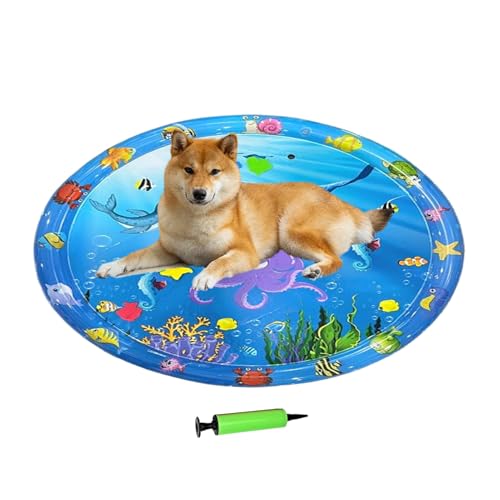 Lueear Wassermatte für Katzen, sensorische Wasserspielmatte für Haustiere, interaktives Spielzeug, Kühlkissen mit Pumpe für heißes Wetter, drinnen und draußen, Garten, Wohnung, Welpen, Sommer Lueear Wassermatte für Katzen, sensorische Wasserspielmatte für Haustiere, interaktives Spielzeug, Kühlkissen mit Pumpe für heißes Wetter, drinnen und draußen, Garten, Wohnung, Welpen, Sommer von Lueear