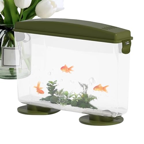 Lueear Winziges Goldfischbecken, kleines Goldfischbecken - 360-Grad-Fischaquarium mit rechteckigem, flachem Design - Aquarien und Fischschalen für Goldfische, Tisch- oder Desktop-Display, einfache Lueear Winziges Goldfischbecken, kleines Goldfischbecken - 360-Grad-Fischaquarium mit rechteckigem, flachem Design - Aquarien und Fischschalen für Goldfische, Tisch- oder Desktop-Display, einfache von Lueear