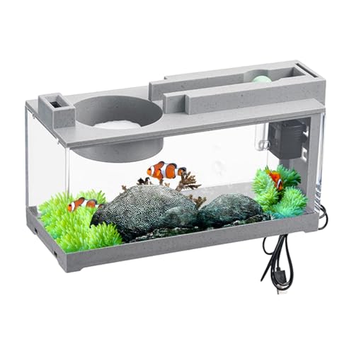 Lueear Tischaquarium, Aquarium-Starter-Set, modernes Tischaquarium mit Luftpumpe für Seegras, kleine Korallen, Kampffische, Garnelen, Goldfische von Lueear