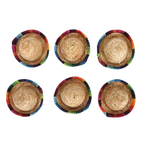 Lufodon 6-teilige Mini-Sombrero-Strohhüte, 9,4 cm Durchmesser, breiter Rand im mexikanischen Stil, lebendige Farben, ideal für Dekoration, DIY-Projekte, Partye und Lufodon 6-teilige Mini-Sombrero-Strohhüte, 9,4 cm Durchmesser, breiter Rand im mexikanischen Stil, lebendige Farben, ideal für Dekoration, DIY-Projekte, Partye und von Lufodon