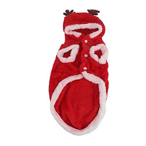Lufodon Weihnachtskostüm, weicher Plüsch, Weihnachtsmann, Dicker Kapuzenmantel für kleine, mittelgroße Hunde und Katzen (XL) von Lufodon