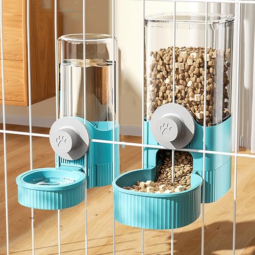 Luismia Automatischer Futter-Wasserspender zum Aufhängen, abnehmbarer automatischer Schwerkraft-Futterspender mit 1,2 l Selbstfütterung und 0,52 l Bewässerungs-Set, Kiste für Welpen, Katzen, Luismia Automatischer Futter-Wasserspender zum Aufhängen, abnehmbarer automatischer Schwerkraft-Futterspender mit 1,2 l Selbstfütterung und 0,52 l Bewässerungs-Set, Kiste für Welpen, Katzen, von Luismia