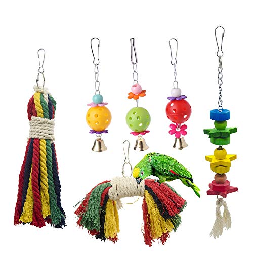 Lukasz 6-teiliges Vogelschaukel-Spielzeug, Kauspielzeug für Papageien, hängende Lebensraumglocke, Kauspielzeug für Vögel von Lukasz
