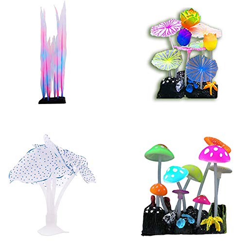 Lukasz Dekoration für Aquarien, beleuchtete Dekoration von Simulationspflanzen, für Aquariumdekoration, 4 Packungen von Lukasz