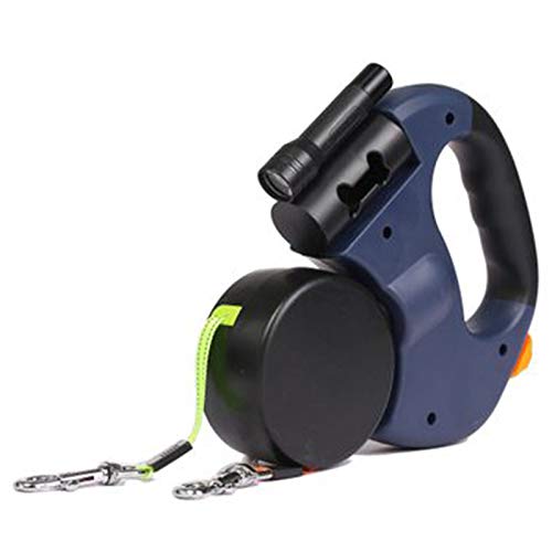 Lukasz Haustier Traktionsseil Haustier Extendable DoppelköPfiges Hundeseil mit LED-Hand, das Das 360 Grad Rotations Hunde Seil Tiefblau HäLt von Lukasz