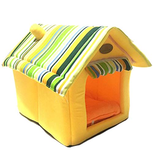Lukasz Hundebetten für Hunde, Produkte für Haustiere, abnehmbare Decke, gestreift, für Zuhause, Haustierbett, für Katzen, Gelb von Lukasz