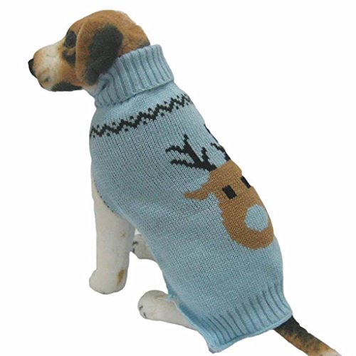 Lukasz Hundekleidung für Haustiere, Strickpullover, Welpen, warm, Hirsch, Mantel (L, blau) von Lukasz