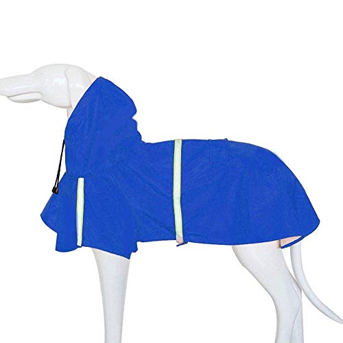 Lukasz Regenmantel für Hunde, wasserdicht, leicht, wasserdicht, Poncho gegen Regen, für Hunde, mit reflektierendem Band für kleine mittelgroße und große Hunde (blau) XL von Lukasz