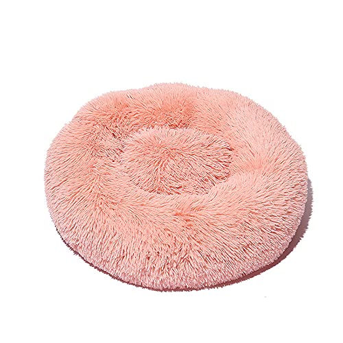 Lukery Hundebett Katzenbett Flauschig Rund aus Plüsch, Kuscheliges Donut Hundekissen und Katzenkissen Weiches Plüsch Hundeliege für Kleine, Mittelgroße und Große Haustiere (100CM,Blasse Koralle) von Lukery