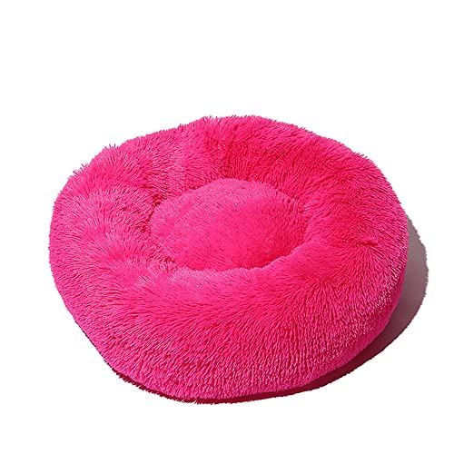 Lukery Hundebett Katzenbett Flauschig Rund aus Plüsch, Kuscheliges Donut Hundekissen und Katzenkissen Weiches Plüsch Hundeliege für Kleine, Mittelgroße und Große Haustiere (100CM,Dunkelrosa) von Lukery
