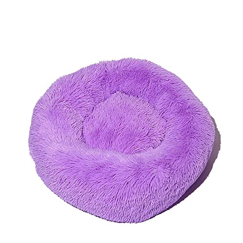 Lukery Hundebett Katzenbett Flauschig Rund aus Plüsch, Kuscheliges Donut Hundekissen und Katzenkissen Weiches Plüsch Hundeliege für Kleine, Mittelgroße und Große Haustiere (100CM,Lila) von Lukery