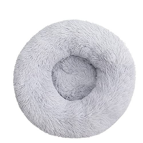 Lukery Hundebett Katzenbett Flauschig Rund aus Plüsch, Kuscheliges Donut Hundekissen und Katzenkissen Weiches Plüsch Hundeliege für Kleine, Mittelgroße und Große Haustiere (100CM,hellgrau) von Lukery