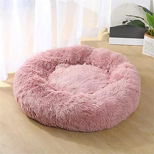Lukery Hundebett Katzenbett Flauschig Rund aus Plüsch, Kuscheliges Donut Hundekissen und Katzenkissen Weiches Plüsch Hundeliege für Kleine, Mittelgroße und Große Haustiere (100CM,rosa) von Lukery