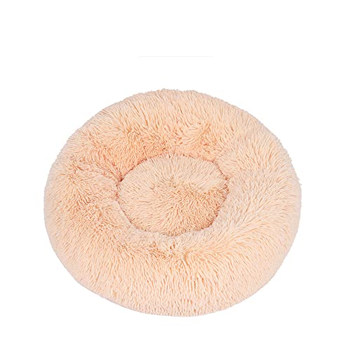 Lukery Hundebett Katzenbett Flauschig Rund aus Plüsch, Kuscheliges Donut Hundekissen und Katzenkissen Weiches Plüsch Hundeliege für Kleine, Mittelgroße und Große Haustiere (110CM,Aprikose) von Lukery