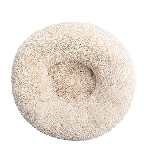 Lukery Hundebett Katzenbett Flauschig Rund aus Plüsch, Kuscheliges Donut Hundekissen und Katzenkissen Weiches Plüsch Hundeliege für Kleine, Mittelgroße und Große Haustiere (110CM,Aprikose) von Lukery