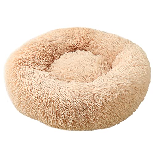 Lukery Hundebett Katzenbett Flauschig Rund aus Plüsch, Kuscheliges Donut Hundekissen und Katzenkissen Weiches Plüsch Hundeliege für Kleine, Mittelgroße und Große Haustiere (110CM,Gold) von Lukery