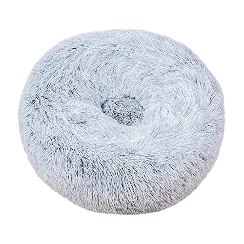 Lukery Hundebett Katzenbett Flauschig Rund aus Plüsch, Kuscheliges Donut Hundekissen und Katzenkissen Weiches Plüsch Hundeliege für Kleine, Mittelgroße und Große Haustiere (110CM,Grau) von Lukery