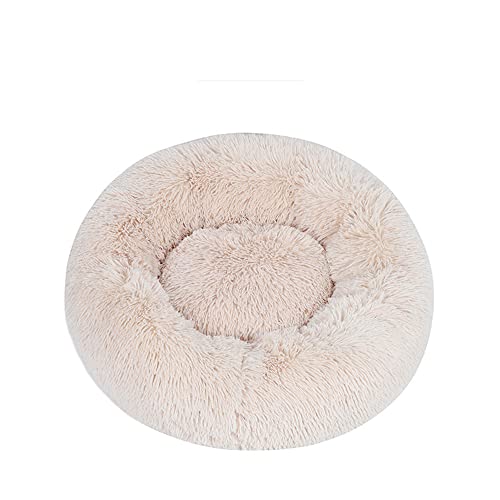 Lukery Hundebett Katzenbett Flauschig Rund aus Plüsch, Kuscheliges Donut Hundekissen und Katzenkissen Weiches Plüsch Hundeliege für Kleine, Mittelgroße und Große Haustiere (110CM,Hellbraun) von Lukery