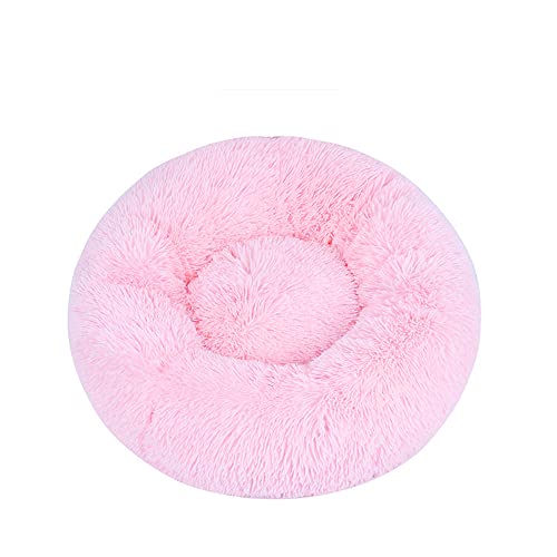 Lukery Hundebett Katzenbett Flauschig Rund aus Plüsch, Kuscheliges Donut Hundekissen und Katzenkissen Weiches Plüsch Hundeliege für Kleine, Mittelgroße und Große Haustiere (110CM,Hellrosa) von Lukery