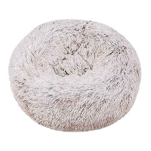 Lukery Hundebett Katzenbett Flauschig Rund aus Plüsch, Kuscheliges Donut Hundekissen und Katzenkissen Weiches Plüsch Hundeliege für Kleine, Mittelgroße und Große Haustiere (110CM,Kaffee) von Lukery